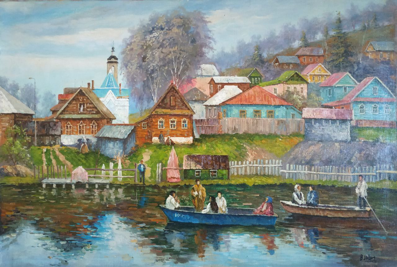 Картина маслом Село 60х90